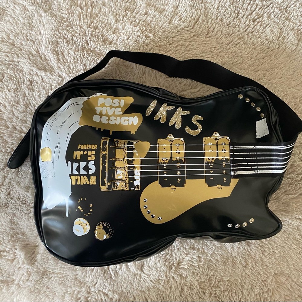 IKKS Black & Gold Guitar Shoulder Bag
